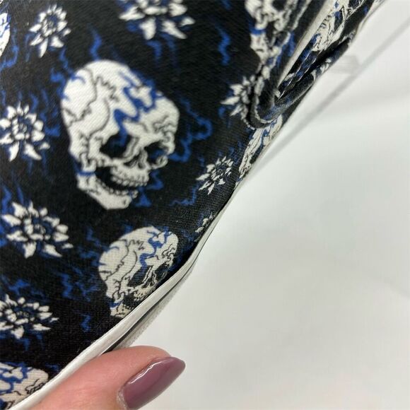 Vans Classic Slip-On Flash Black & Blue Skulls Unisex Shoes Size 11 Multicolor - Picture 7 of 14
